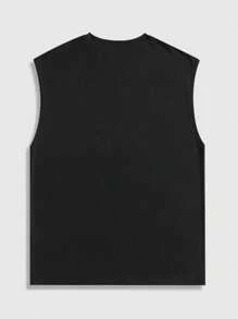 ROMWE MEN Street Life Teen Boy Casual Eye Print Sleeveless Tank Top, Summer