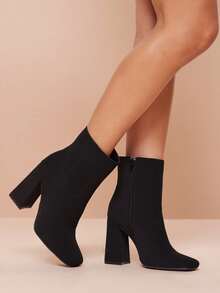 SHUZIA Women's Glamorous Square Toe Zip-Up Block Heel Ankle Booties - Black - View 2
