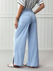 EMERY ROSE Jeans rectos de mujer con cintura elástica y holgados