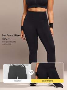 GLOWMODE 24" Plus Size Seamless Ready Set Go Tummy Control Scrunch Butt High-Waist Leggings Medium Impact Running Jogging Training Gym Workout