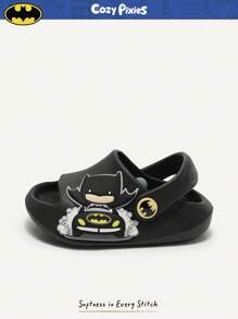 BATMAN X Cozy Pixies 1 双时尚百搭 DC 设计可爱露趾防滑透气镂空凉鞋，男童鞋，适合室内外使用 - 黑色 - 查看 9