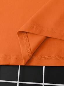 Manfinity Homme Plus Size Men's Casual Solid Color Short Sleeve T-Shirt, Summer - Orange - View 5