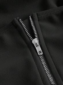 SHEIN MOD Black Date Night Top Club Women Outfits Lantern Sleeve Ruched Scoop Neck Asymmetrical Hem Crop Top