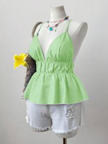 Sunspun Débardeur ample décontracté pour femmes, rayures bleues et blanches, idéal pour les vacances à la plage