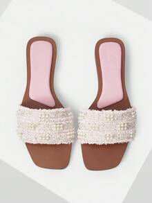 MOTF PREMIUM WOMEN'S FASHIONABLE PINK ELEGANT FLAT SANDALS SPRING SHOES SUMMER SHOES - Pink - View 1