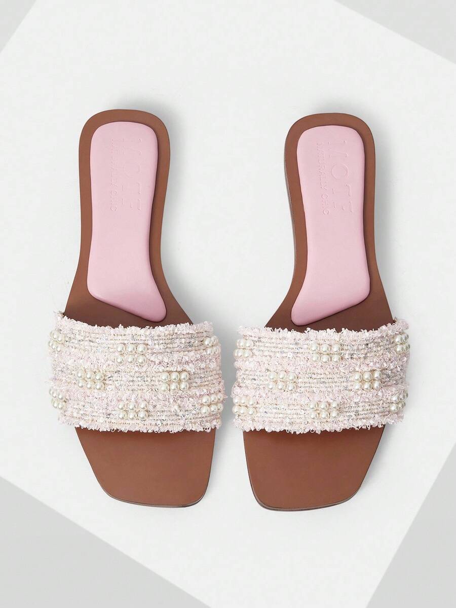 MOTF PREMIUM WOMEN'S FASHIONABLE PINK ELEGANT FLAT SANDALS SPRING SHOES SUMMER SHOES - Pink - View 1