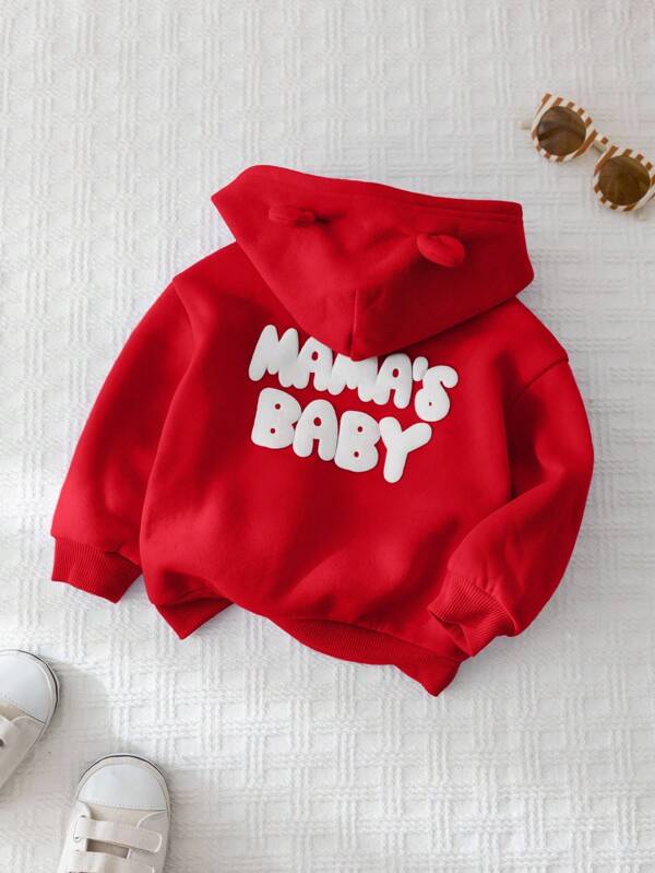 Cozy Pixies Baby Girl Letter Print Casual Hooded Zip-Up Jacket