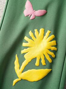 Discovery X SHEIN Men's Casual Everyday Letter & Plant Pattern Elastic Waist Wide Leg Sweatpants - Green - View 9