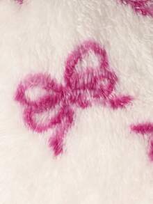 SHEIN Girls' Jacket Coat, Cute Bow & Faux Fur Zipper Jacket, Suitable For Winter, Everyday, School, Travel And Outdoor Wear Fall