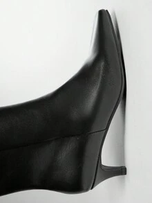 SHUZIA Women's Square Toe Kitten Heel Zip-On Ankle Booties - Black - View 4