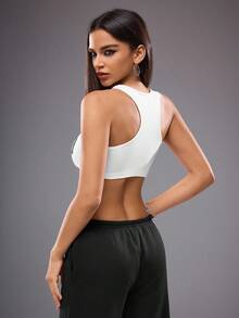 Shutterstock White, Sexy, Streetwear, Minimalist, Rebellious, Slogan, Y2K Style Cropped Tank Top For Women, Suitable For Summer, Vacation, Gathering, Party, Daily Wear, Matching Idea Casual