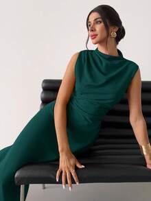 Firerie Women's Elegant Minimalist Delicate Romantic Sweet Daily Commute Wedding Party Music Festival Vacation Pleated A-Line Mini Dress, Red Camisole,Wedding Guest Dress,Elegant Dresses For Women,Fall Wedding Guest Dress - Dark Green - View 6