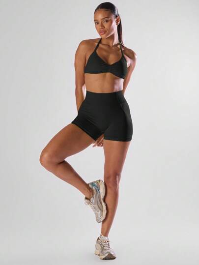 Musera Sport Pantalones cortos mini de cintura alta cómodos y activos para entrenamiento, gimnasio, correr, club de running, pádel, tenis, pickleball, gimnasia y fitness en invierno