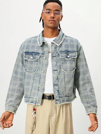 Street Life Chemise en jean décontractée pour hommes avec col