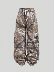 Tween Girl Camo Cargo Pants Tween Girl Denim Jeans, Fashion Personalized American Vintage Camouflage Cargo Loose Elastic Waist Casual Harem Pants, Unisex Relaxed Style Teen Girl Camo Sets Camo Pants Girl Camo Camo Multi-Pocket Street Style Cargo Pants Casual Fashion For School Everyday Holidays Outdoor Play And Vacation Wild West Brown Vacation Adventure Beige - Beige - View 7