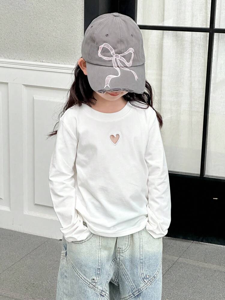 DAZY 女童圆领镂空休闲短袖T恤 - 白色 - 查看 5