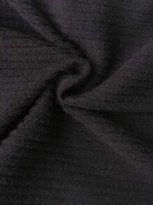 FavEase Black Solid Half Open Collar Long Sleeve Fitted Bodysuit Fall Cloth For Women - Black - View 7