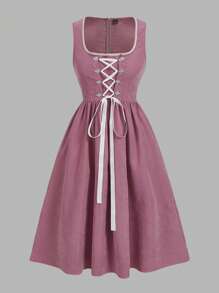 Fairmaia German Traditional Women Dress With Lace Apron, Dirndl Dress, Vintage Dress, Milkmaid Dress, Lace Dress, Pink Outfit Women, For Oktober, Halloween(Without The White Lace Top)