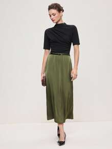 BizChic 2025 秋冬新款圆领女式上衣 T 恤，现代优雅都市浪漫西部朋克 Y2K 乡村音乐节复古风格韩国机场旅行街头风格婚礼嘉宾生日万圣节商务休闲办公室约会派对郊游机场返校秋季 - 黑色 - 查看 5