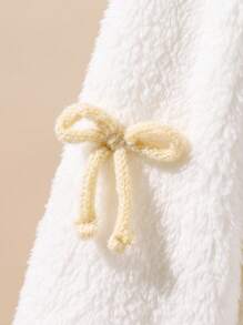 Girls' Colorful 3D Bow Fluffy Mid-Length Coat, Casual Winter Jacket Suitable For Travel And Holiday Fall - White - View 5