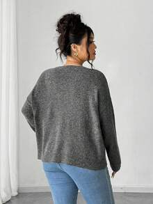 Elenzga Plus Size Loose Elegant Modest Beaded Floral Pullover Sweater Fall Winter Cloth For Women Autumn