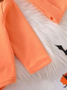 Newborn Pumpkin Embroidery Long Sleeve Pants Set With Hat Halloween Kids Baby Costume Halloween Pajamas  Baby Halloween Costume Pumpkin Baby Costume Halloween Baby Clothes Baby Clothes Halloween Pumpkin Baby Outfit - Orange - View 4