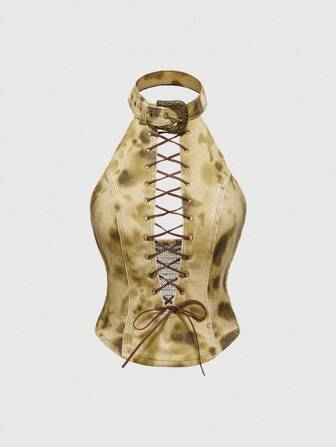 Hippie Top corto sexy con estampado animal y tirantes de cami de mezclilla vintage para mujeres