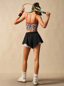 VARSIVA Leopard & Cherry Print Fitted Cropped Sports Camisole - Multicolor - View 4