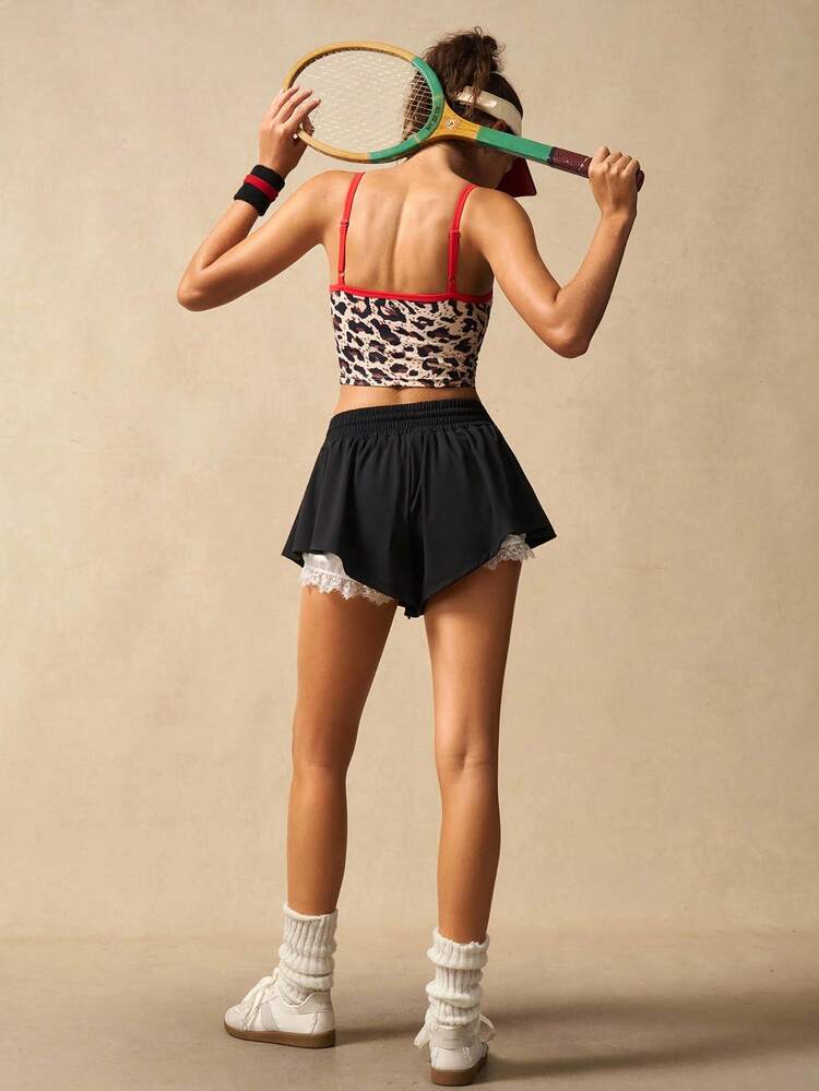 VARSIVA Leopard & Cherry Print Fitted Cropped Sports Camisole - Multicolor - View 4