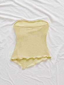 SHEIN 青少年女孩休闲简约舒适不对称下摆背心 - 灰色 - 查看 2