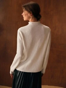 MOTF PREMIUM EMBROIDERY DETAIL FUNNEL NECK SWEATER - Apricot - View 3