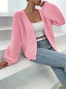 Chiquease 秋冬休闲纯色灯笼袖开衫