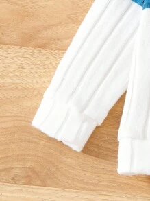 SHEIN مجموعة ملابس رضيع كاجوال مكونة من 2 قطعة، تيشيرت بأكمام طويلة مزين بجيوب ملونة وخطوط مريحة، وبنطال بخصر مطاطي، مناسبة للربيع والخريف والشتاء - الأزرق - مشاهدة 8