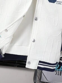 SHEIN BA-00 青少年男孩连帽纽扣双口袋夹克 - 彩色 - 查看 6