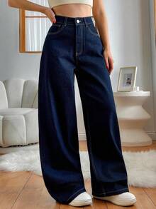 EURMUSE JEANS FEMME TAILLE BASSE JAMBE LARGE - Jean brut - Voir 1