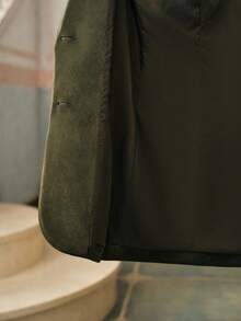 Anewsta 绒面革长袖优雅多口袋西装外套 - 軍綠色 - 查看 6