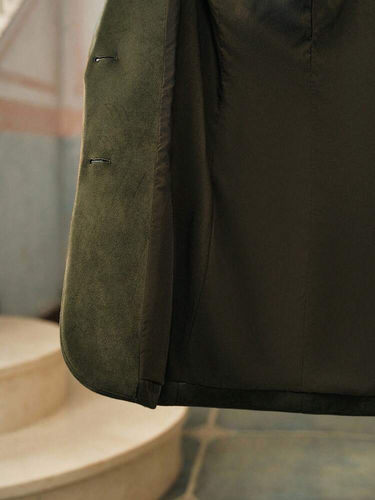 Anewsta Essential Suede Long Sleeve Elegant Multi-Pocket Blazer