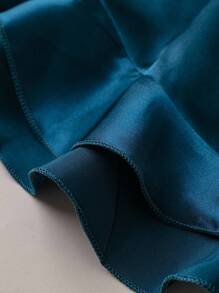 SilkySpell Conjunto de pijama de mujer con camiseta de unicolor y shorts con volantes y lazo en la cintura - Agua verde azul - Ver 3