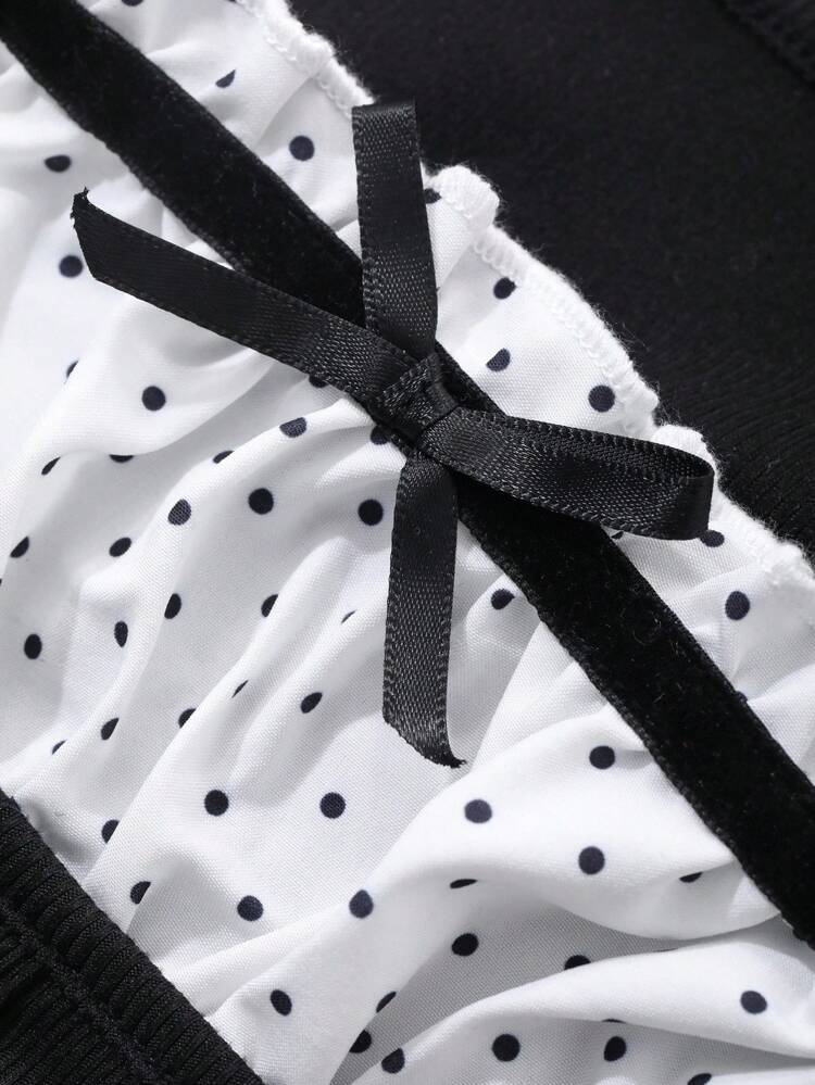 Women Contrast Color Bow Casual Short Sleeve T-Shirt Summer Babydoll Top