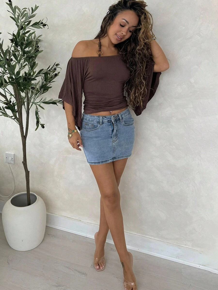 RebeccaVibe Women Denim Skirts - Light Wash - View 1
