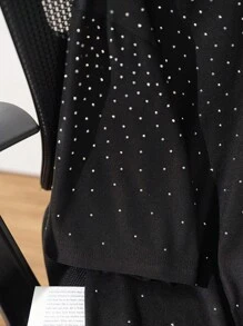 INAWLY 男士上衣，烫钻工艺，圆领短袖休闲纯色男士T恤，2025春夏新款，好评如潮 - 黑色 - 查看 4