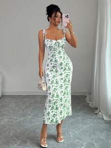 Rafferiza Women's Elegant Butterfly Print Long Dress