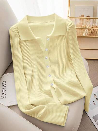 Franclia New Arrival Spring Slim-Fit French Elegant Long Sleeve V-Neck Semi-Sheer Ribbed Knit Cardigan For Women Knitted Sweater Clothes For University Fall Winter Cloth For Women