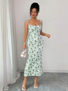 Rafferiza Women's Elegant Butterfly Print Long Dress