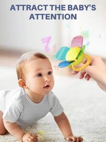 Zazumi 1 pieza Juguete de dentición con forma de flor de silicona para bebés recién nacidos, juguete de aprendizaje temprano y juego sensorial para el primer año de desarrollo con diseño de agarre fácil (estilo y accesorios aleatorios)