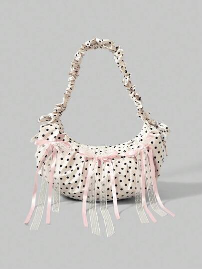 ROMWE Avant 1 Set Borsa a Spalla e Accessori a Pois, Borsa Shopper Alla Moda e Unica per Signora (Include 1 Borsa e 1 Set di Accessori)