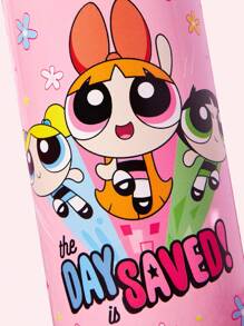 THE POWERPUFF GIRLS X SHEIN 16 Oz / 500 Ml Blossom, Bubbles, Buttercup Pattern Insulated Stainless Steel With Handle And Silicone Straw, Suitable For School, Travel, Easy To Carry,Y2K - Pink - View 7