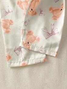 2件套女童休闲可爱熊图案长袖上衣和裤子家居服套装 - 彩色 - 查看 10