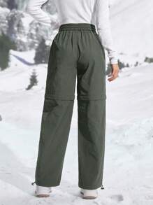 In My Nature Pantalones holgados para senderismo con estampado de letras y cordón en la cintura para mujeres