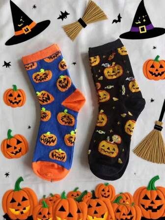 Grunge Punk 2 pares de calcetines de tripulación creativos y unisex para Halloween